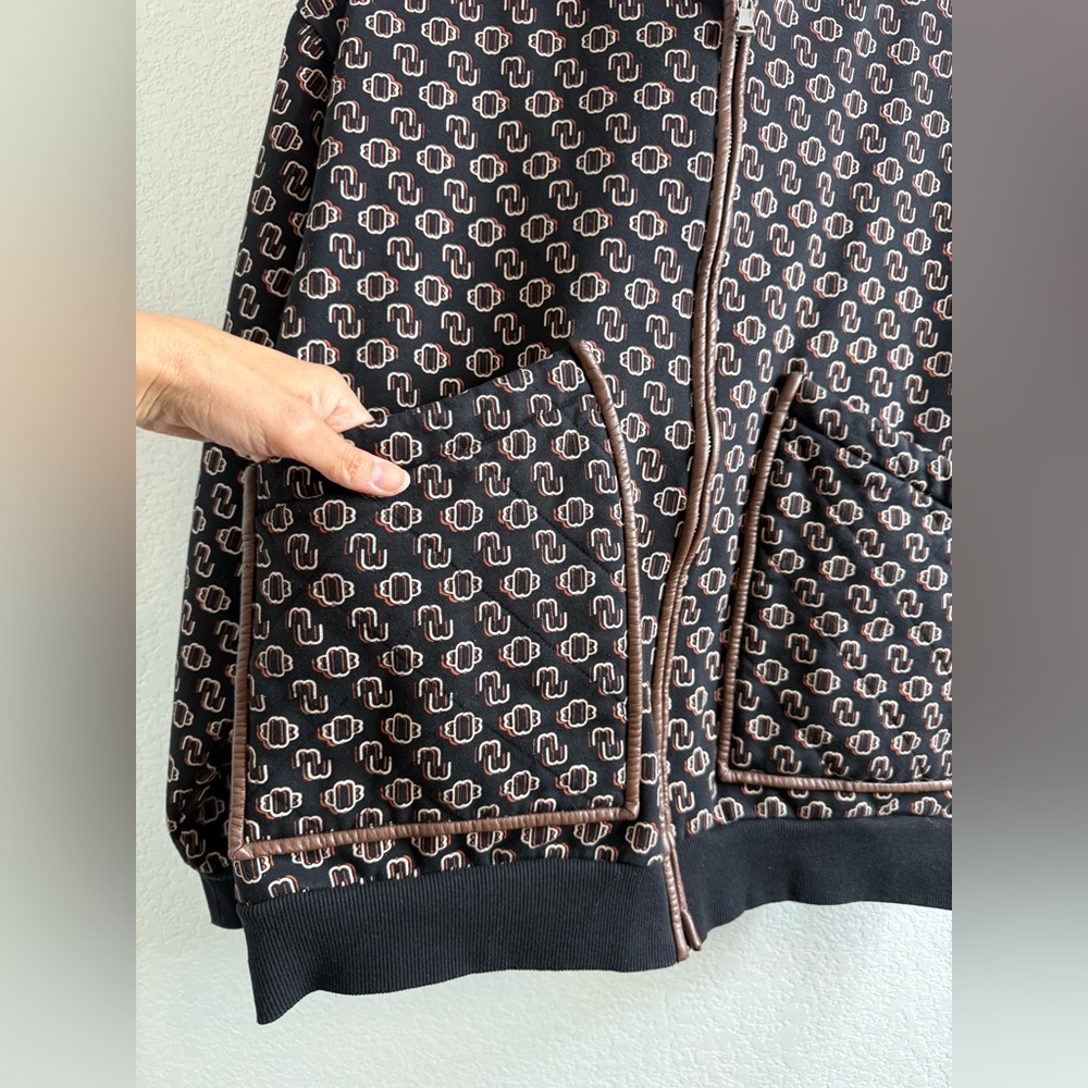 Maje Black & White Monogram Hooded Bomber Jacket - Picture 8 of 16